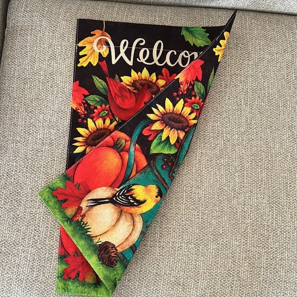 NIP Fall Autumn Flags Burlap Double Sided 12x18” - Picture 2 of 2